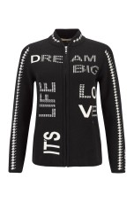 Knitted jacket with jacquard lettering
