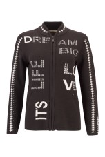 Knitted jacket with jacquard lettering