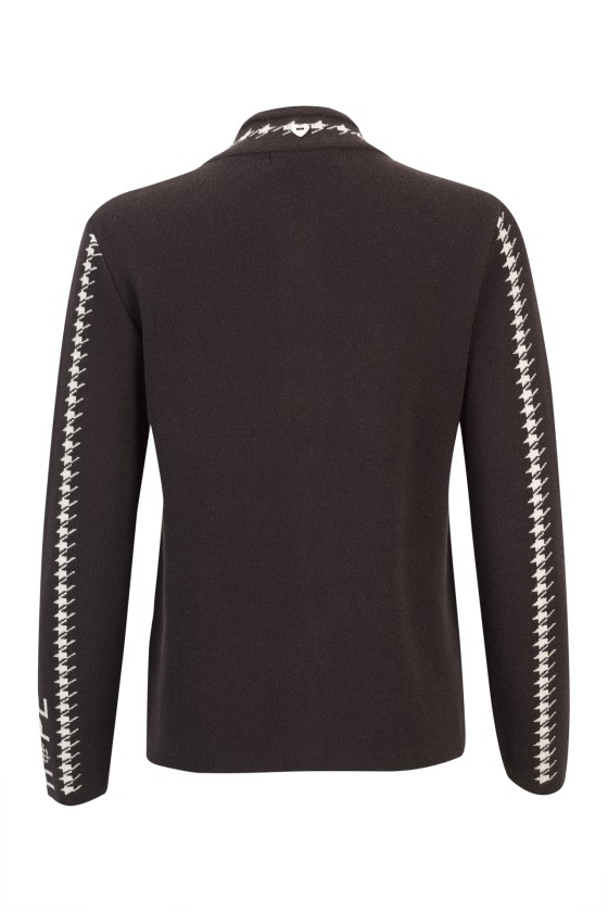 Knitted jacket with jacquard lettering