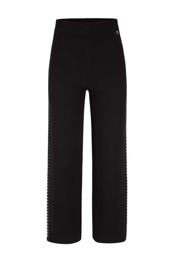 Knitted trousers with houndstooth stripe