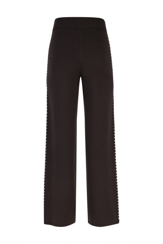 Knit trousers with houndstooth stripe
