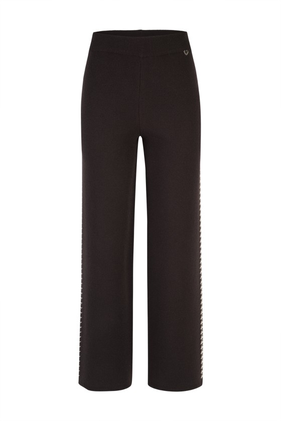 Knit trousers with houndstooth stripe