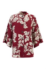 Jacquard knit cardigan with roses