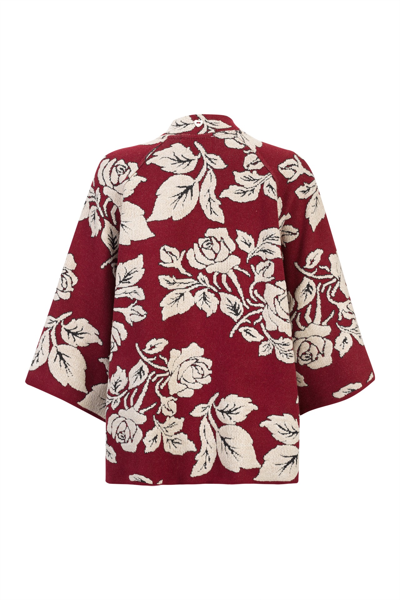 Jacquard knit cardigan with roses