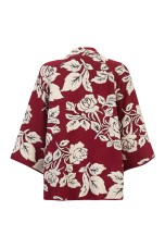 Jacquard knit cardigan with roses