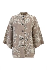 Jacquard knit cardigan with roses