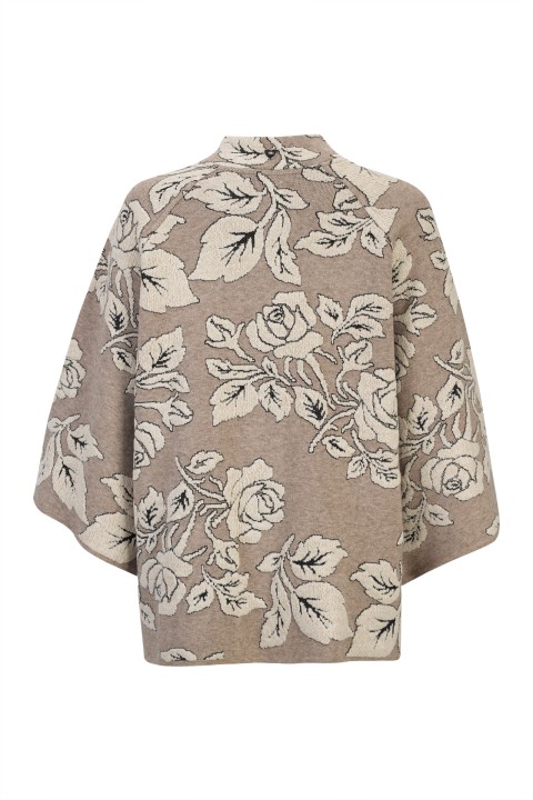 Jacquard knit cardigan with roses
