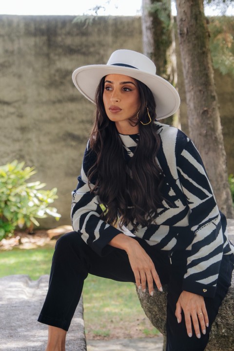 Camisola oversize com padr�o zebra
