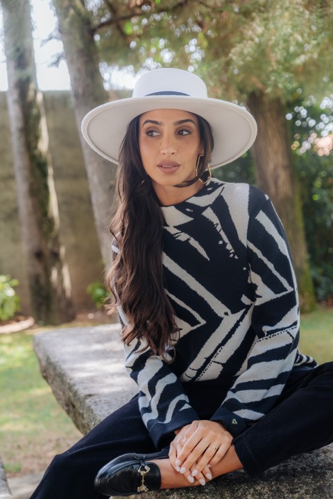 Camisola oversize com padr�o zebra