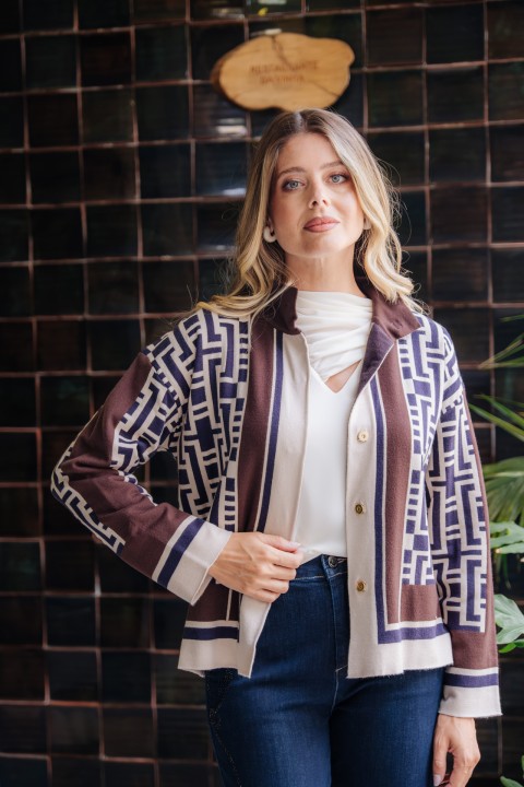 Geometric flared short jacket