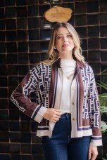 Geometric flared short jacket