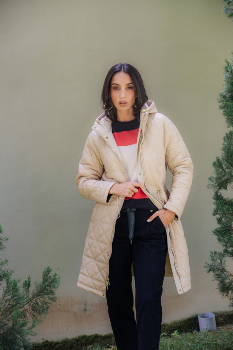 Velvet denim trousers with eyelets