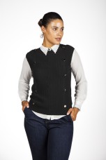 Jacquard knit vest with metal buttons