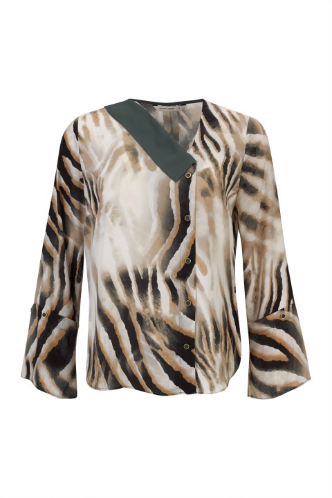 Asymmetrical printed tunic