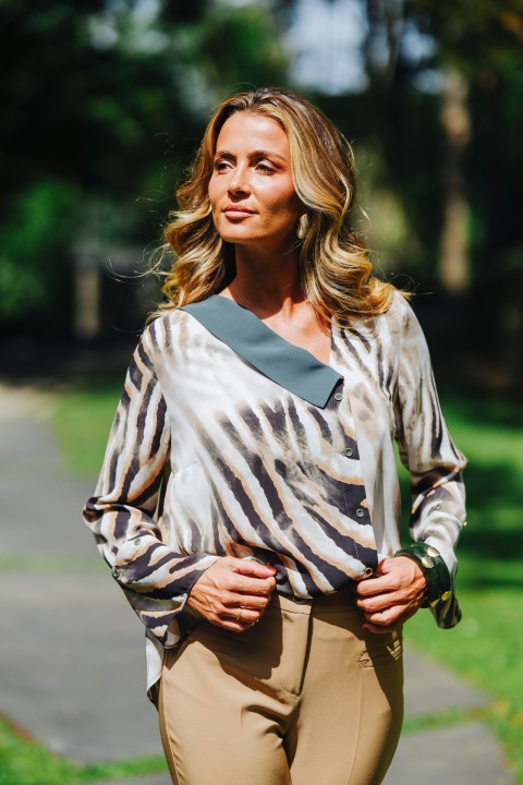 Asymmetrical printed tunic