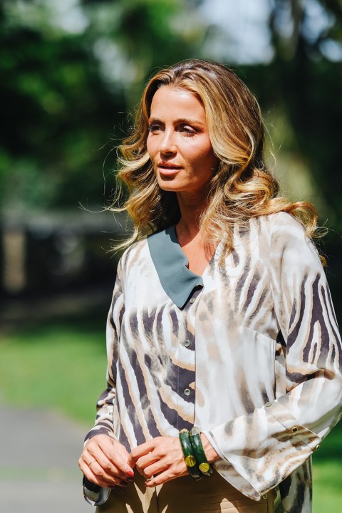 Asymmetrical printed tunic
