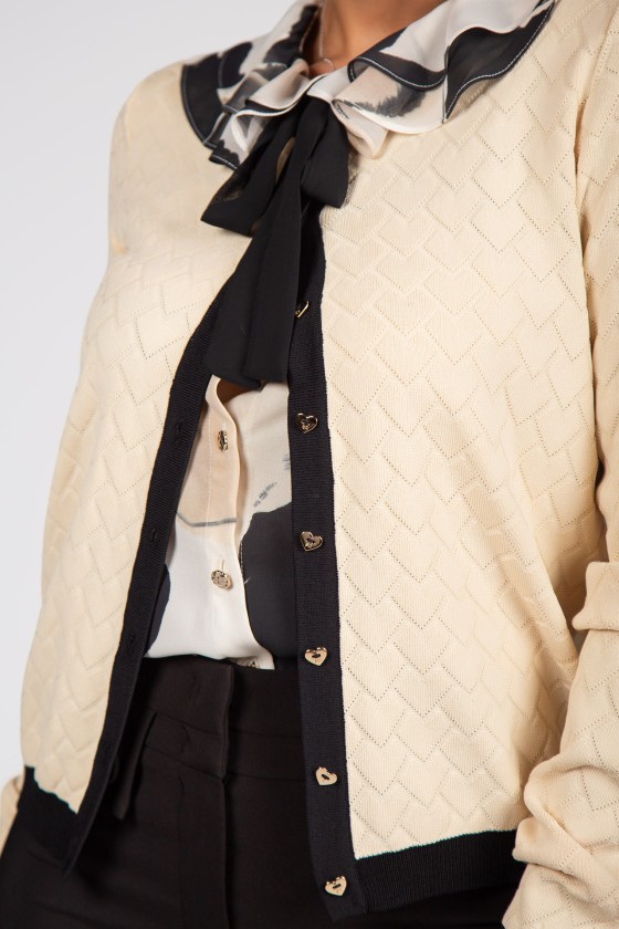 Knitted cardigan with heart-shaped buttons