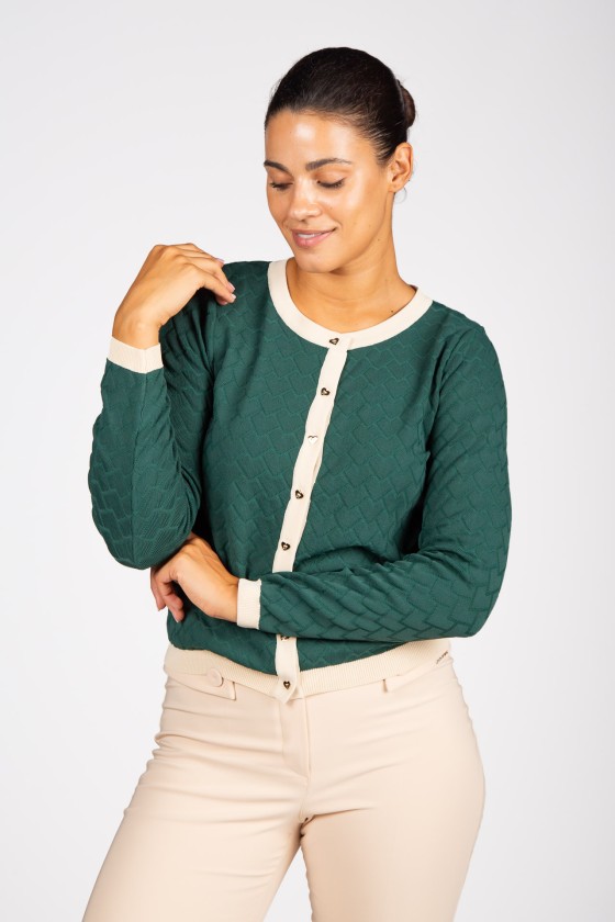 Knitted cardigan with heart-shaped buttons