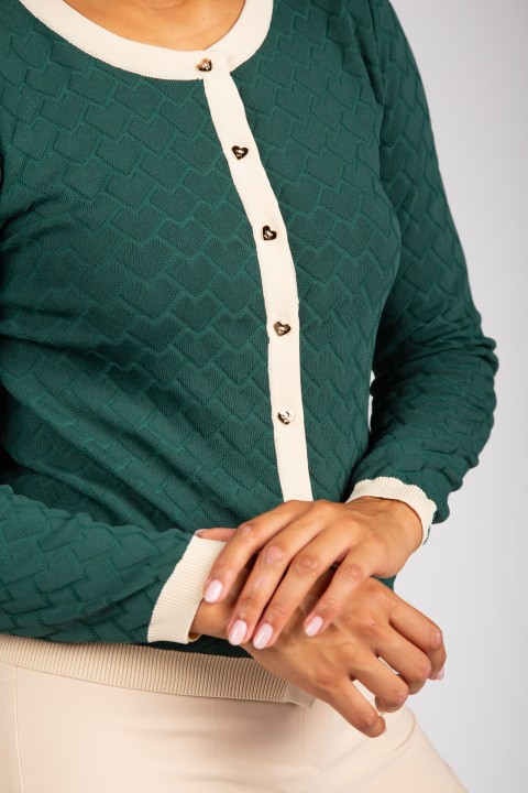 Knitted cardigan with heart-shaped buttons