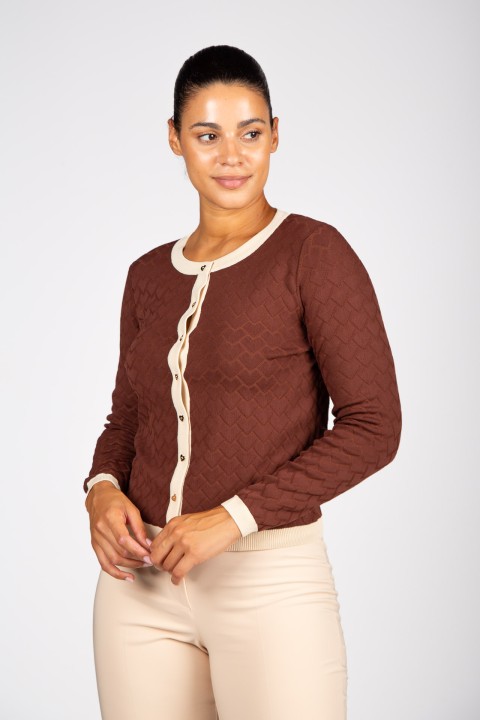 Knitted cardigan with heart-shaped buttons