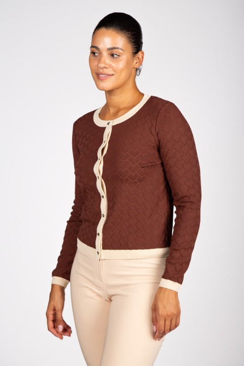 Knitted cardigan with heart-shaped buttons
