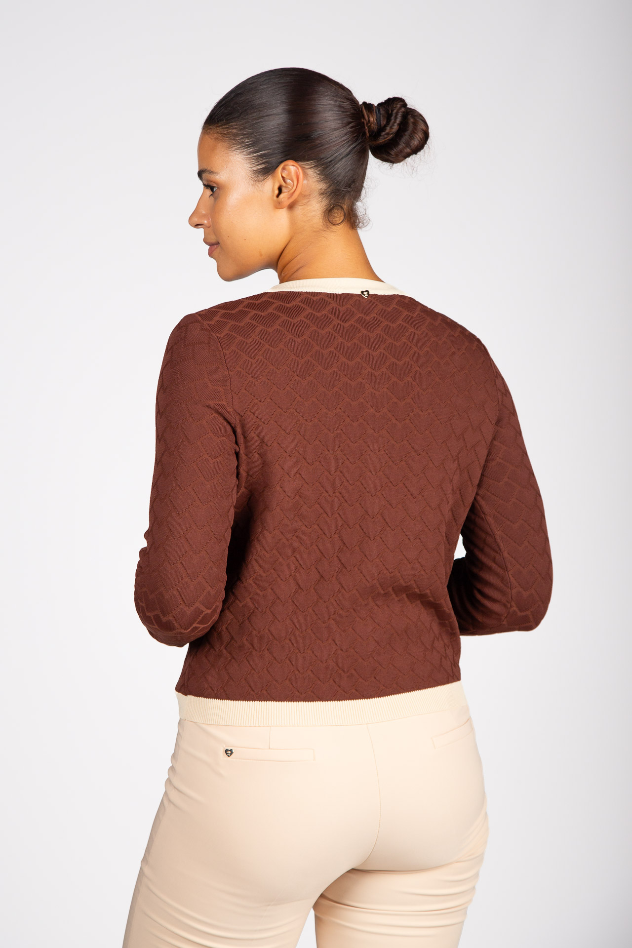 Knitted cardigan with heart-shaped buttons