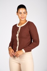 Knitted cardigan with heart-shaped buttons