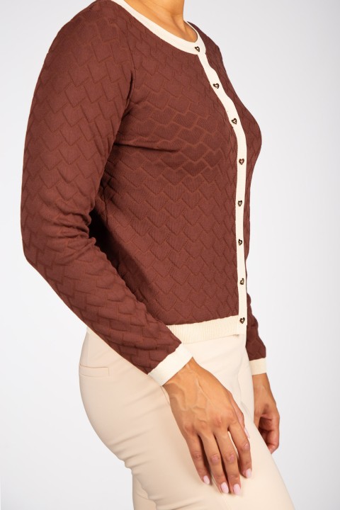 Knitted cardigan with heart-shaped buttons