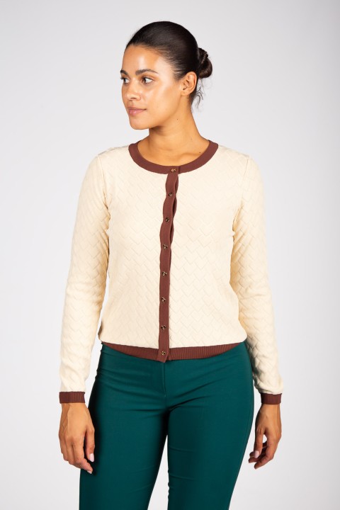 Knitted cardigan with heart-shaped buttons
