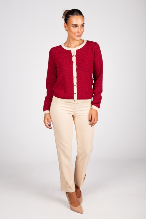 Knitted cardigan with heart-shaped buttons
