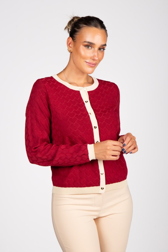 Knitted cardigan with heart-shaped buttons