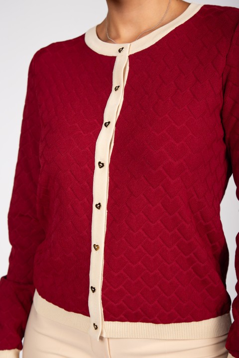 Knitted cardigan with heart-shaped buttons