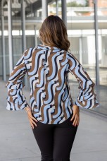 Printed tunic with ruffled sleeves