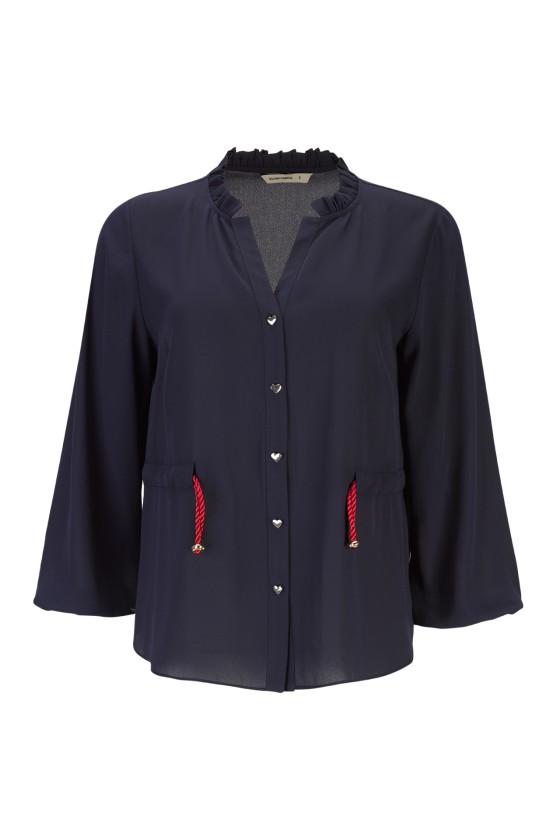 Blouse with adjustable waist belt