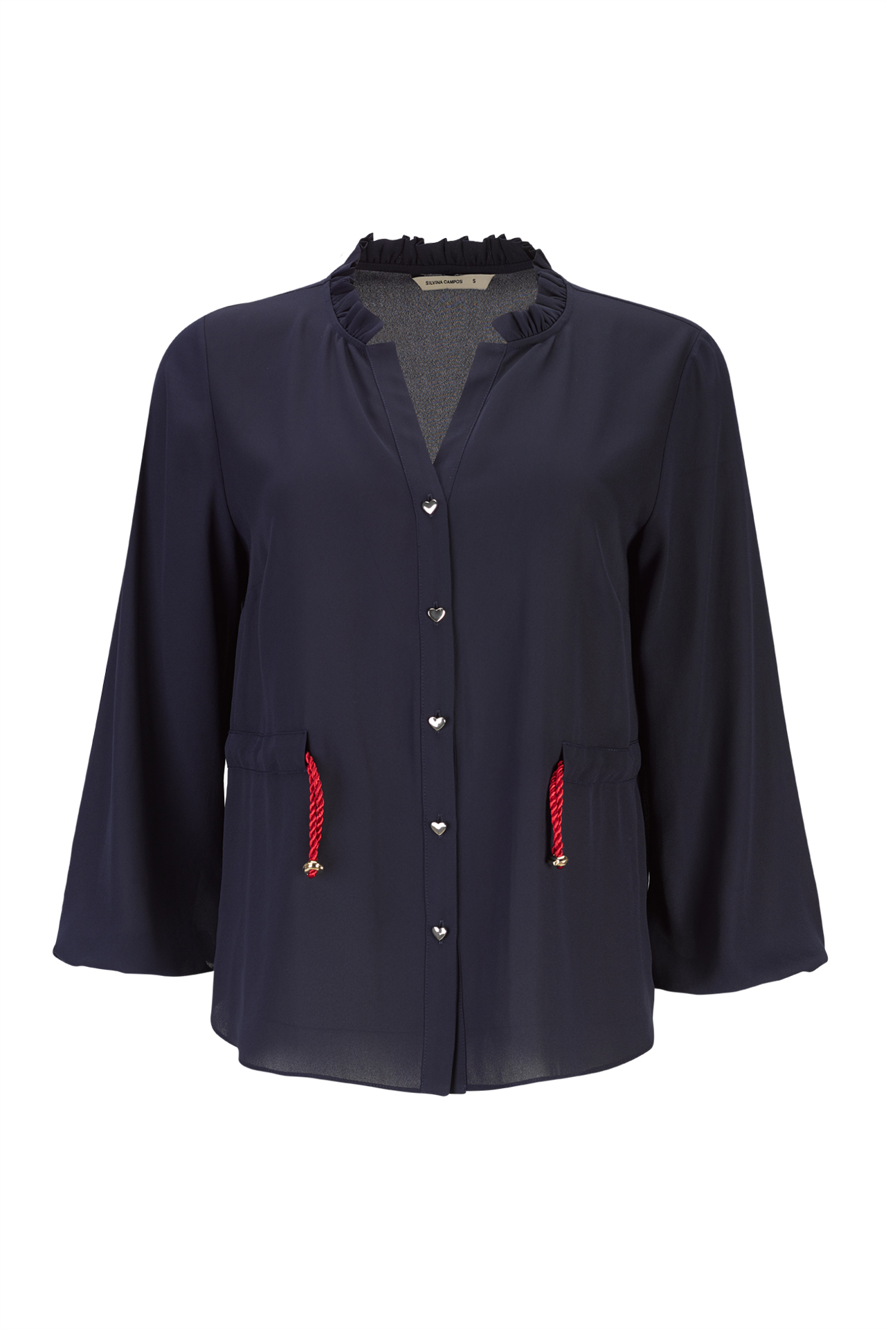 Blouse with adjustable waist belt