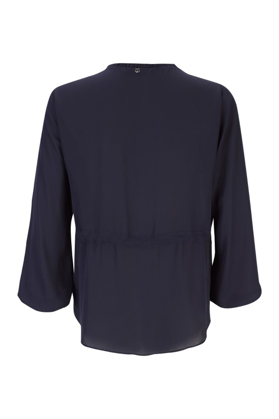Blouse with adjustable waist belt