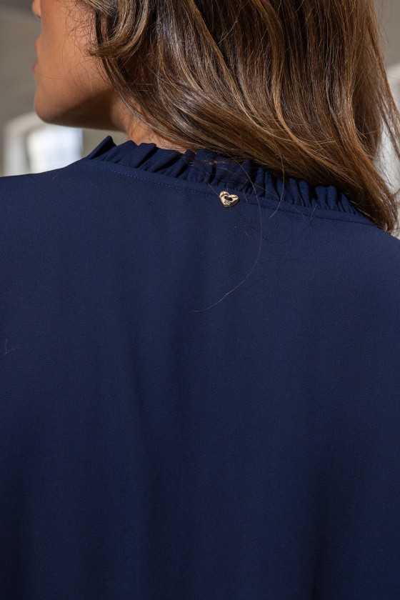 Blouse with adjustable waist belt
