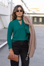 Tunic with snap-button neckline