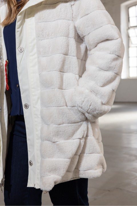 Reversible waterproof faux fur parka
