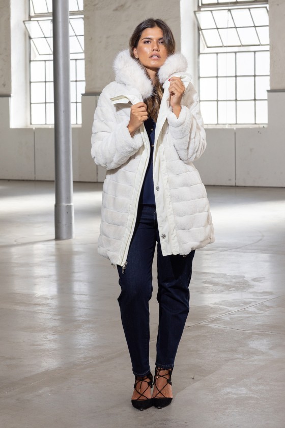 Reversible waterproof faux fur parka