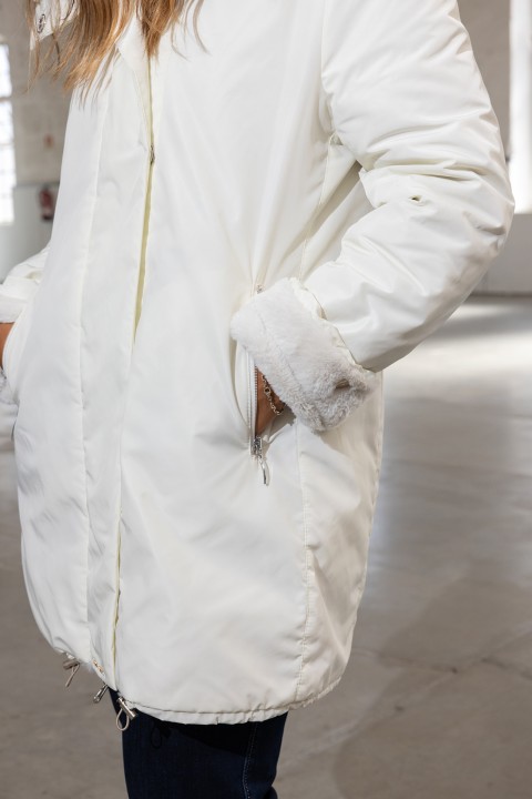Reversible waterproof faux fur parka