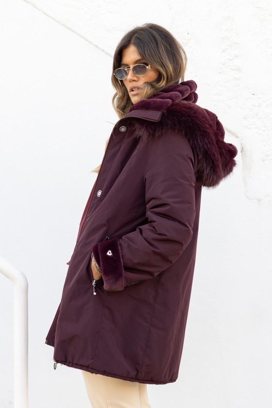 Reversible waterproof fur parka