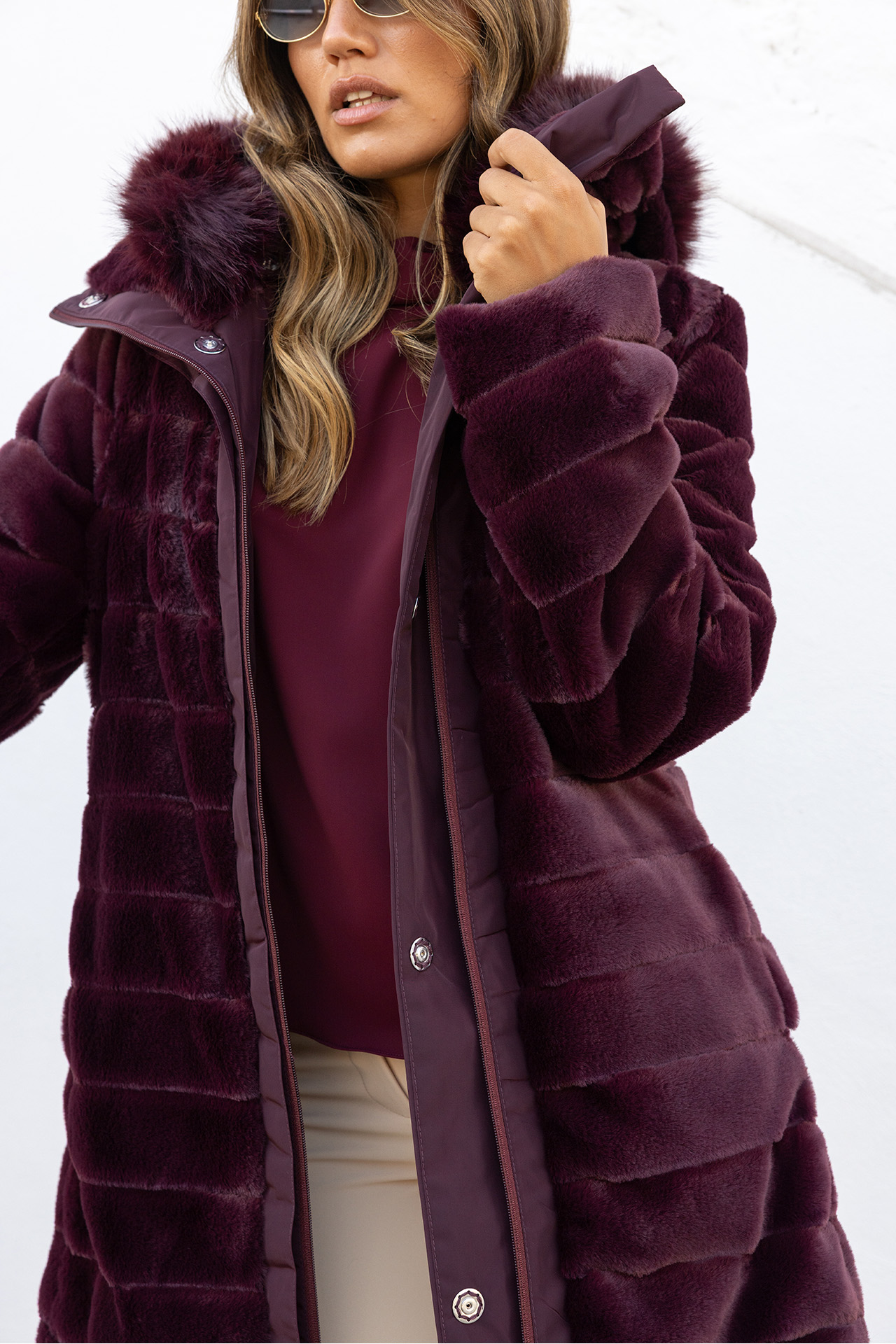 Reversible waterproof fur parka