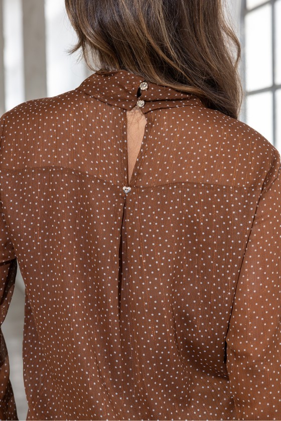 Polka dot tunic with twisted collar