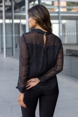 Polka dot tunic with twisted collar