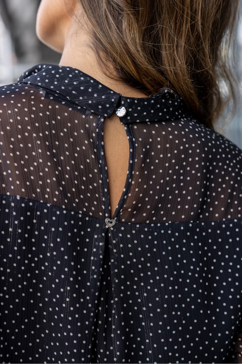 Polka dot tunic with twisted collar Polka dot tunic with twisted collar