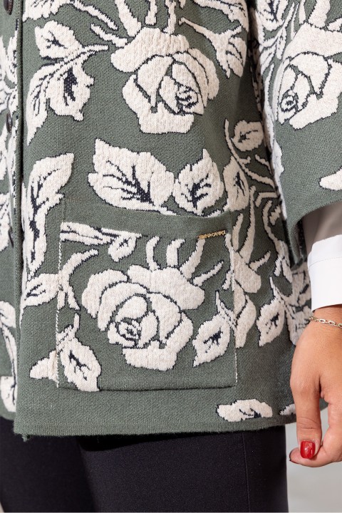 Jacquard Rose Knit Jacket