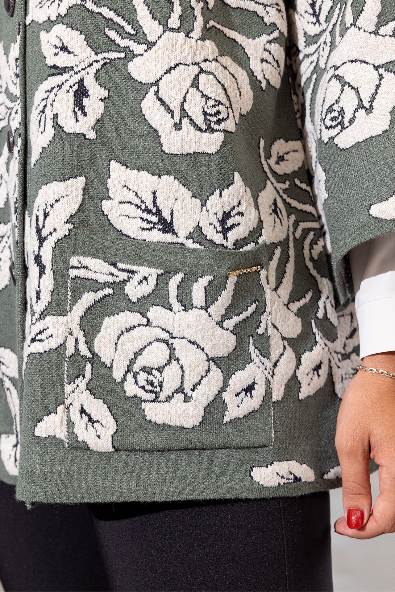 Jacquard Rose Knit Jacket