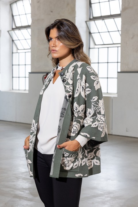 Jacquard Rose Knit Jacket