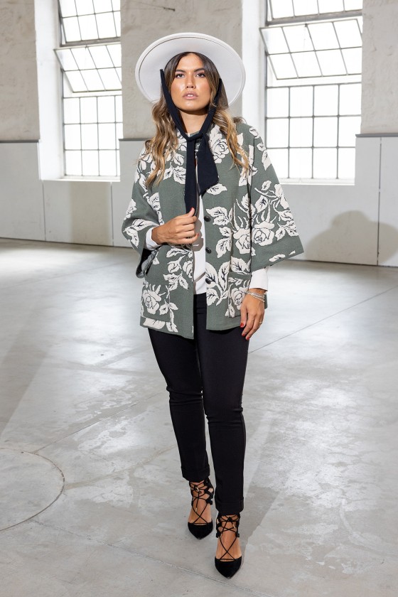 Jacquard Rose Knit Jacket